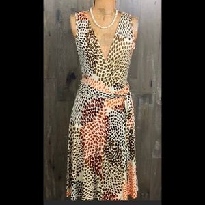 Banana Republic Leopard Faux Wrap Silk Blend Dress